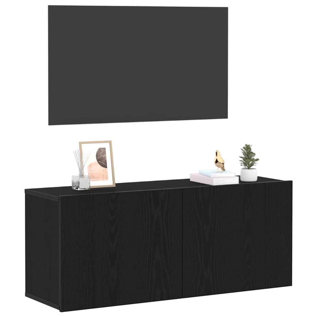 TV Cabinet Black Oak 100 x 30 x 41 cm Engineered Wood